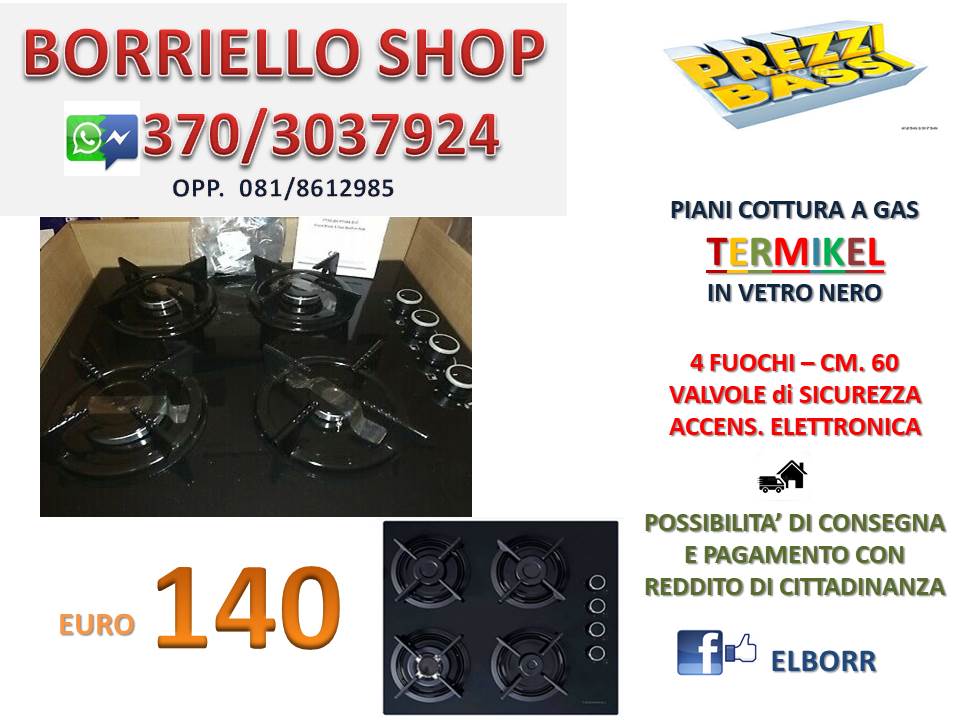 Termikel Piano Cottura Nero 4 Fuochi - immagine 3